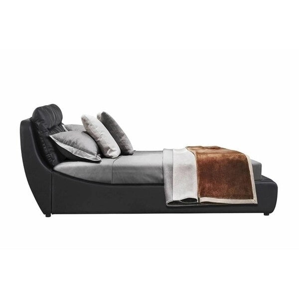 Contemporary Gas-Lift Storage Bed with Upholstered Headboard