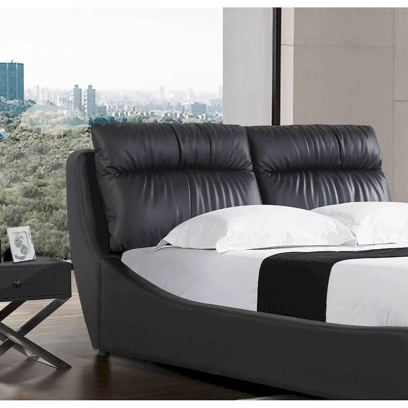 Contemporary Gas-Lift Storage Bed with Upholstered Headboard