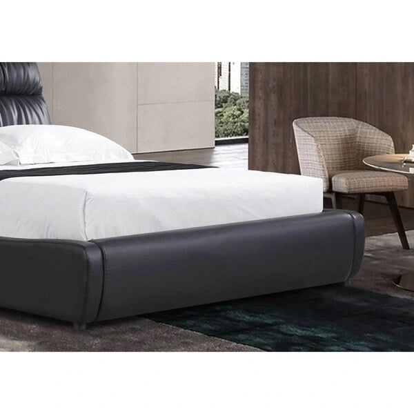 Contemporary Gas-Lift Storage Bed with Upholstered Headboard