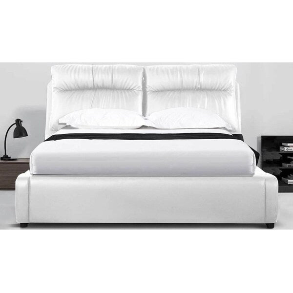 Contemporary Gas-Lift Storage Bed with Upholstered Headboard