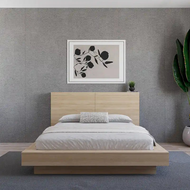Modern Storage Headboard with Side Shelves
