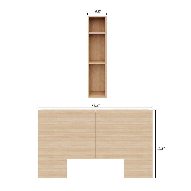 Modern Storage Headboard with Side Shelves