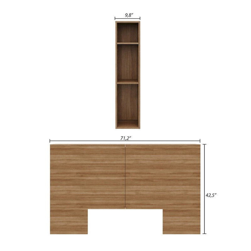 Modern Storage Headboard with Side Shelves