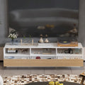 70.9" TV Stand with Oak Veneer Drawers and Open Shelving