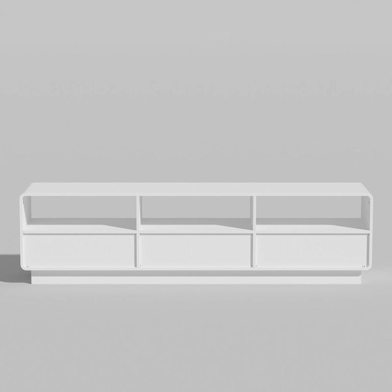 70.9" TV Stand with Oak Veneer Drawers and Open Shelving